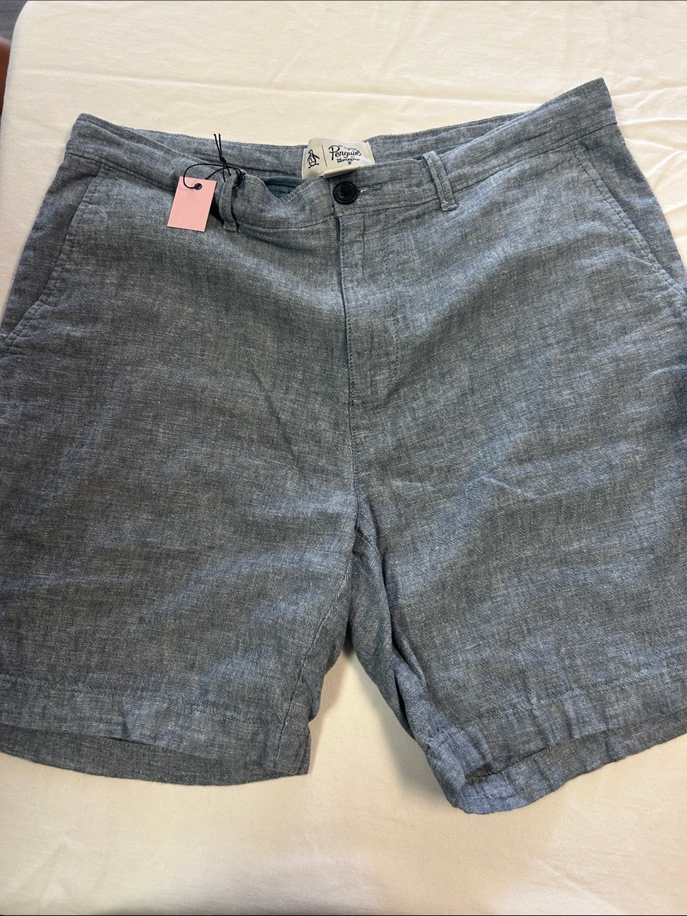 Paper Denim & Cloth Men's Gray Linen-Blend Flat Front Shorts